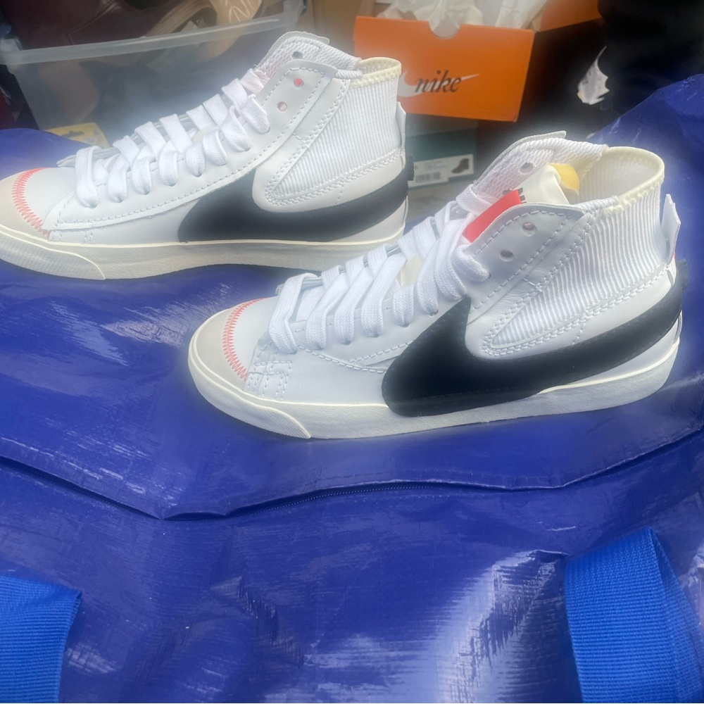 Nike White and Black High-Top Athletic Shoes